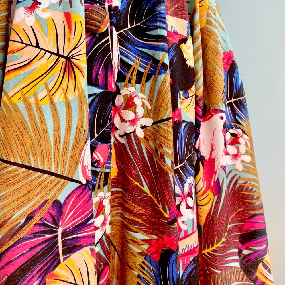 Unique Vintage Tropical Birds and Plants Halter Dress - Picture 3 of 7